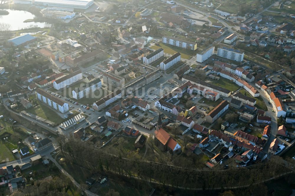 Woldegk von oben - Stadtzentrum der Innenstadt in Woldegk im Bundesland Mecklenburg-Vorpommern, Deutschland