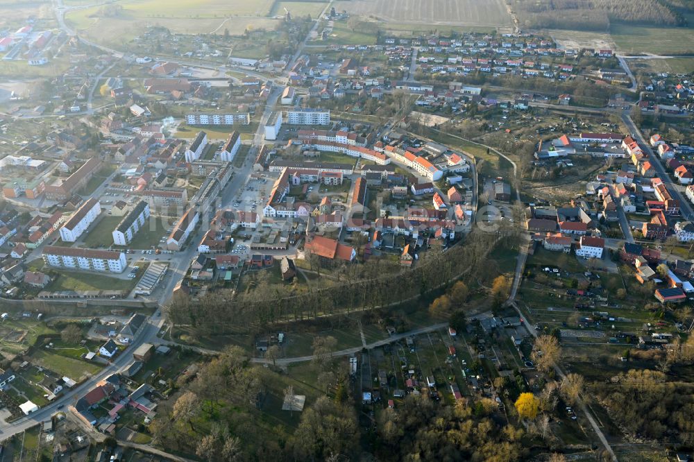 Woldegk aus der Vogelperspektive: Stadtzentrum der Innenstadt in Woldegk im Bundesland Mecklenburg-Vorpommern, Deutschland