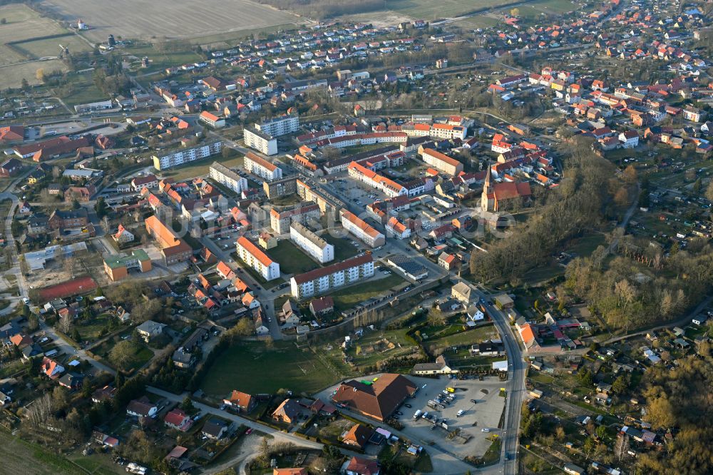 Luftaufnahme Woldegk - Stadtzentrum der Innenstadt in Woldegk im Bundesland Mecklenburg-Vorpommern, Deutschland