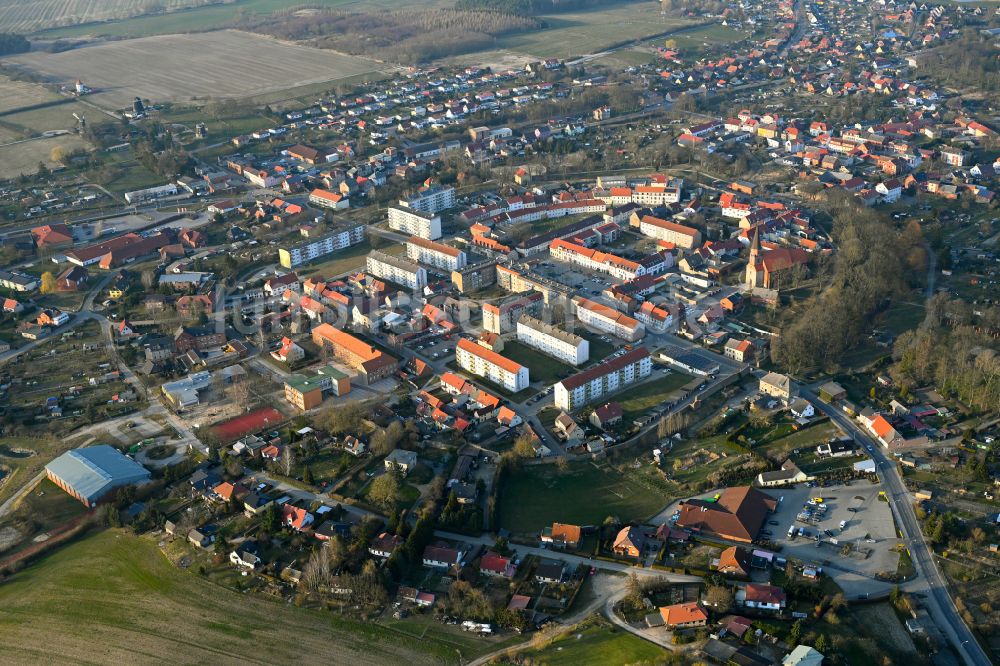 Woldegk von oben - Stadtzentrum der Innenstadt in Woldegk im Bundesland Mecklenburg-Vorpommern, Deutschland