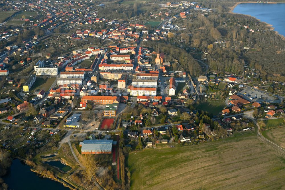 Luftbild Woldegk - Stadtzentrum der Innenstadt in Woldegk im Bundesland Mecklenburg-Vorpommern, Deutschland