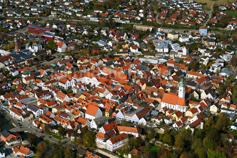 Luftaufnahme Abensberg - Stadtzentrum im Innenstadtbereich in Abensberg im Bundesland Bayern, Deutschland