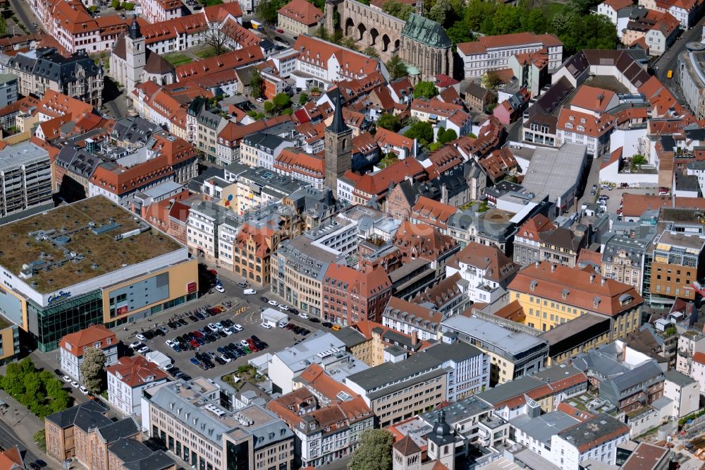 Luftaufnahme Erfurt - Stadtzentrum im Innenstadtbereich Anger - Juri-Gagarin-Ring in Erfurt im Bundesland Thüringen, Deutschland