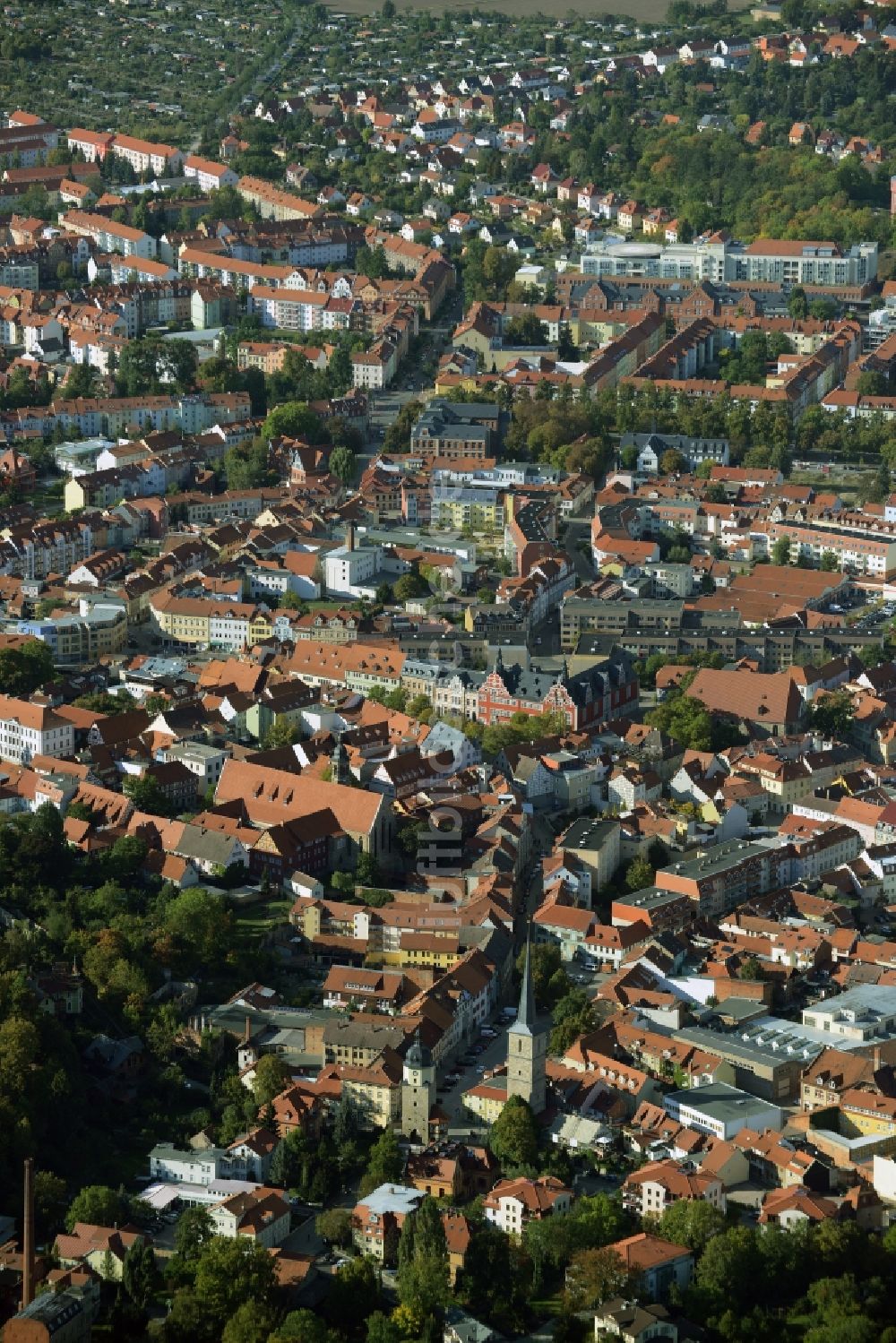 Luftaufnahme Arnstadt - Stadtzentrum im Innenstadtbereich in Arnstadt im Bundesland Thüringen