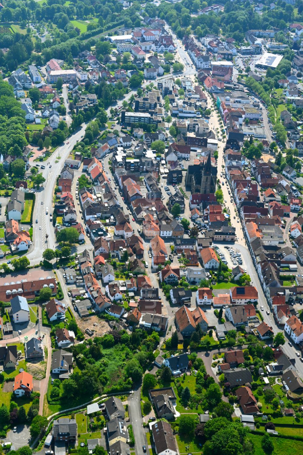 Luftbild Bad Driburg - Stadtzentrum im Innenstadtbereich in Bad Driburg im Bundesland Nordrhein-Westfalen, Deutschland