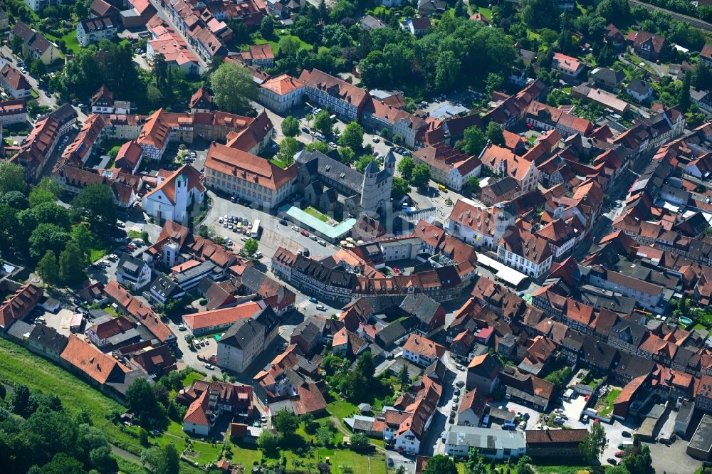 Bad Gandersheim von oben - Stadtzentrum im Innenstadtbereich in Bad Gandersheim im Bundesland Niedersachsen, Deutschland