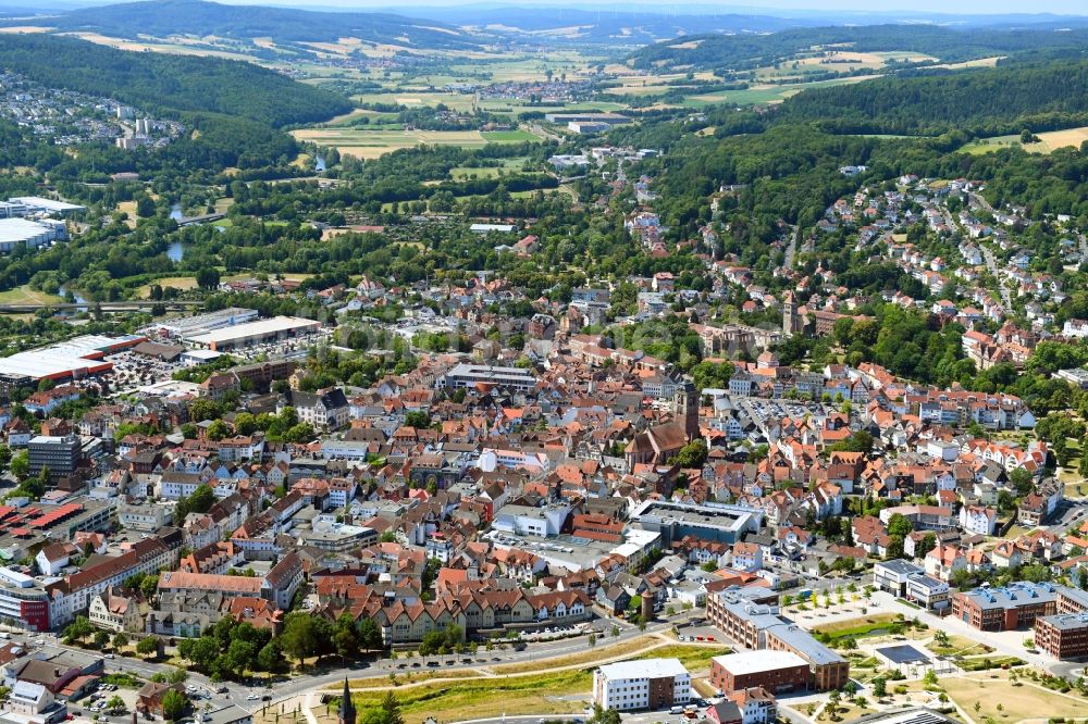 Bad Hersfeld von oben - Stadtzentrum im Innenstadtbereich in Bad Hersfeld im Bundesland Hessen, Deutschland