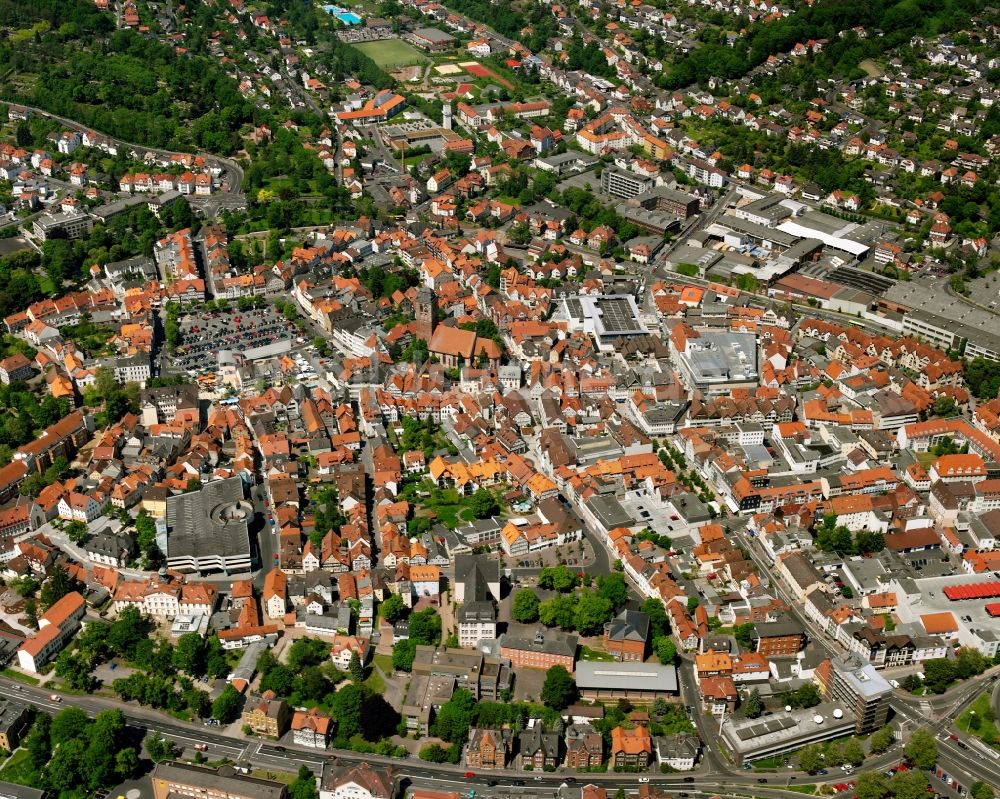 Bad Hersfeld aus der Vogelperspektive: Stadtzentrum im Innenstadtbereich in Bad Hersfeld im Bundesland Hessen, Deutschland