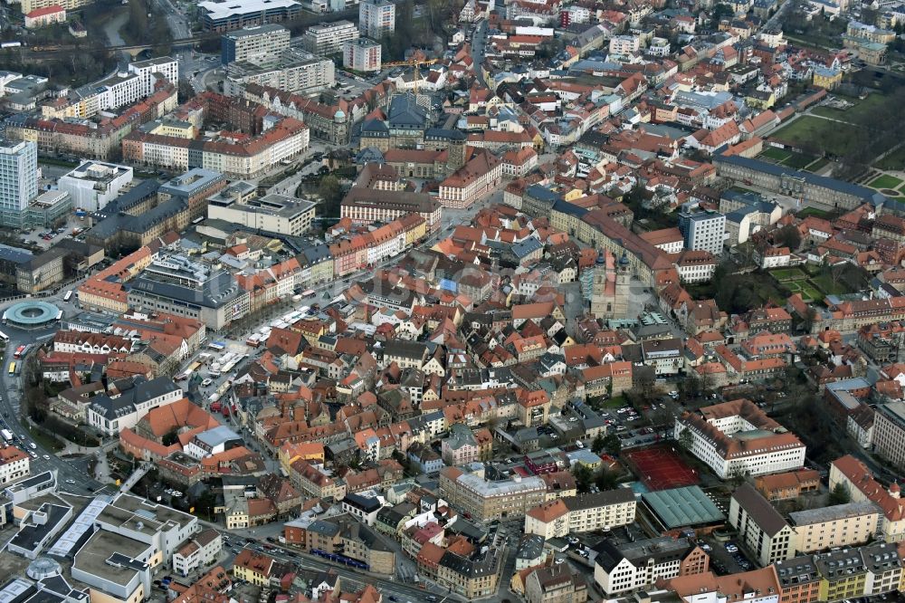 Bayreuth von oben - Stadtzentrum im Innenstadtbereich in Bayreuth im Bundesland Bayern