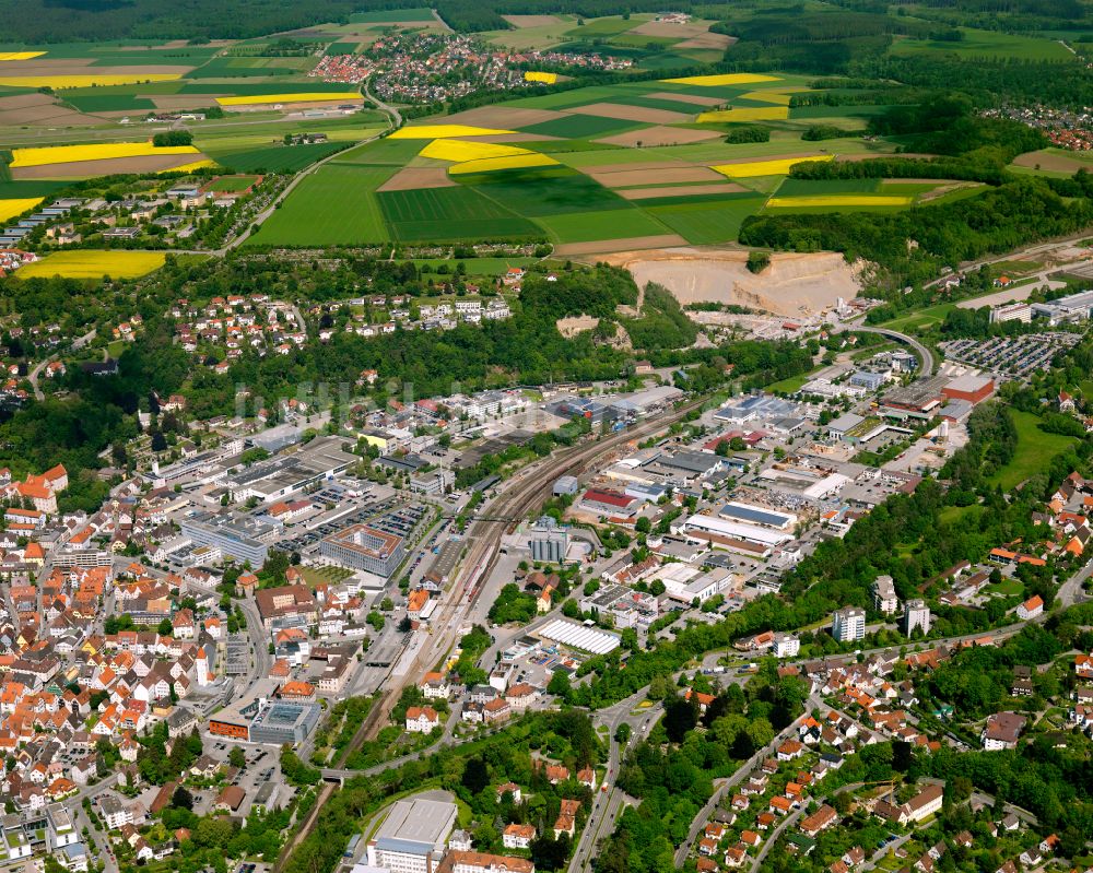 Biberach an der Riß aus der Vogelperspektive: Stadtzentrum im Innenstadtbereich in Biberach an der Riß im Bundesland Baden-Württemberg, Deutschland