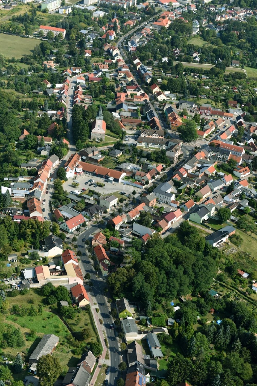 Biesenthal von oben - Stadtzentrum im Innenstadtbereich in Biesenthal im Bundesland Brandenburg