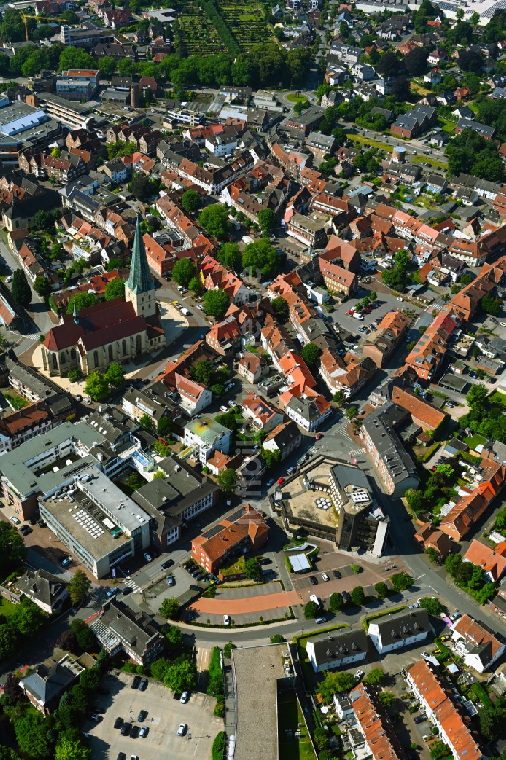 Luftaufnahme Borken - Stadtzentrum im Innenstadtbereich in Borken im Bundesland Nordrhein-Westfalen, Deutschland