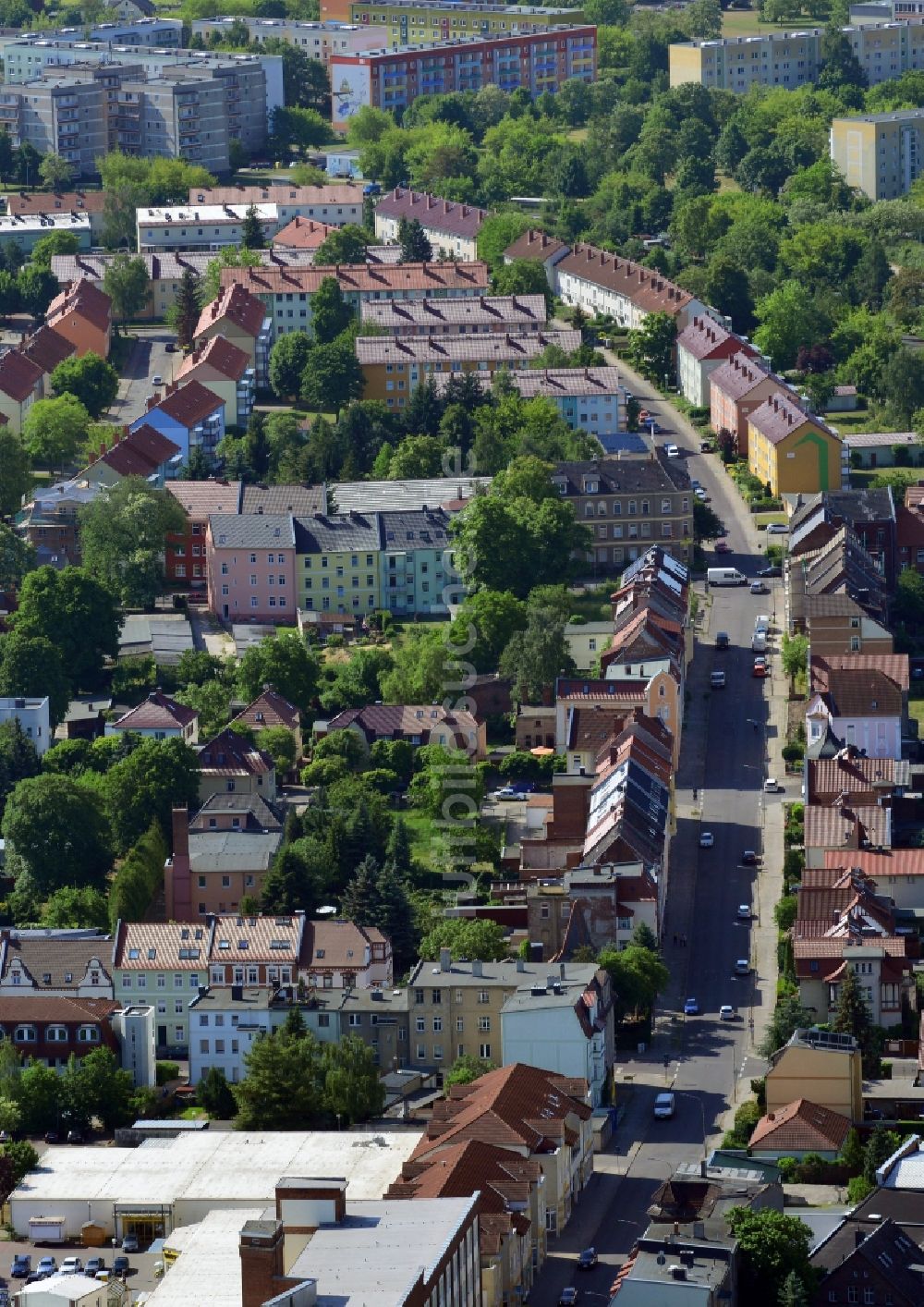 Luftaufnahme Burg (bei Magdeburg) - Stadtzentrum im Innenstadtbereich in Burg (bei Magdeburg) im Bundesland Sachsen-Anhalt