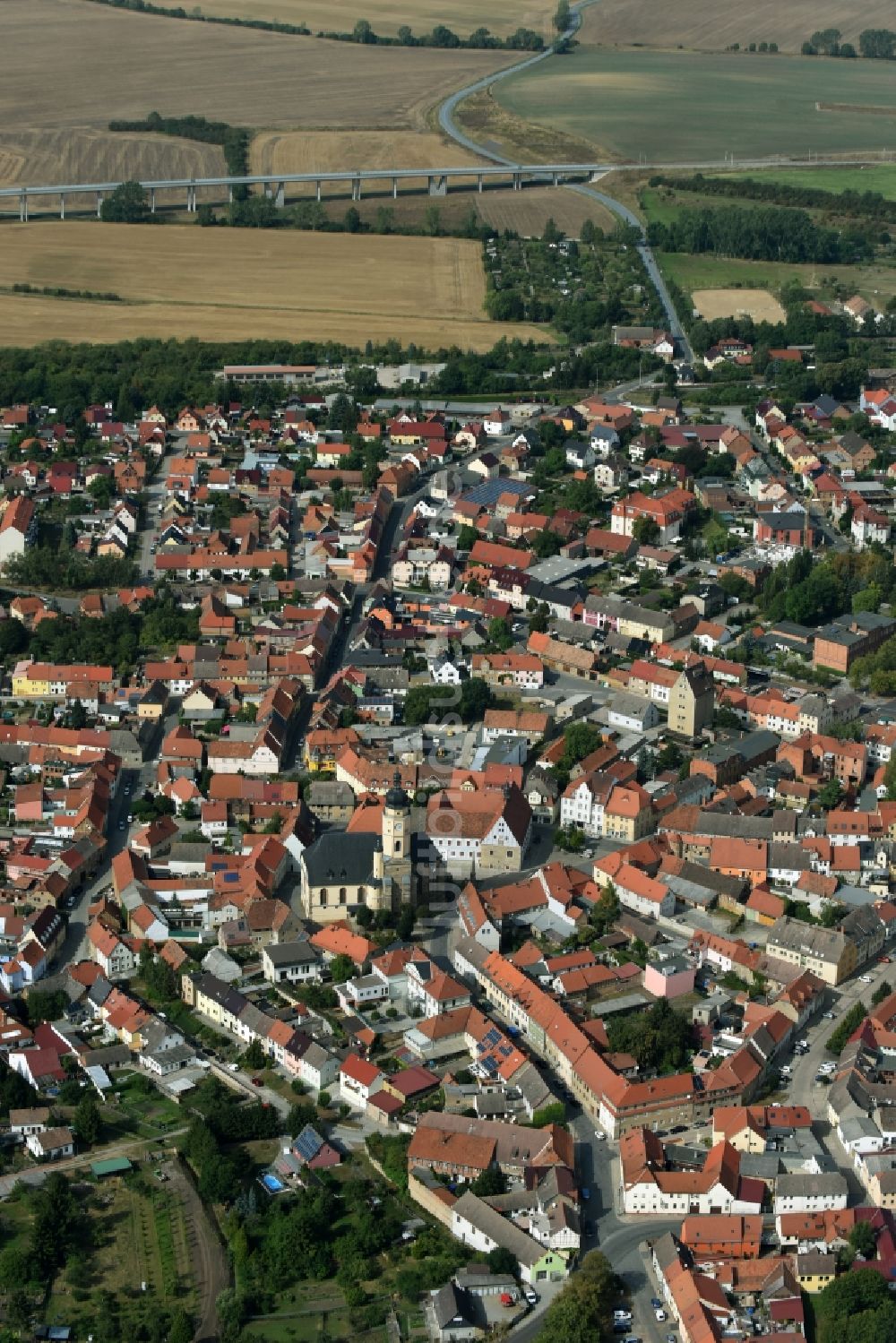 Luftaufnahme Buttstädt - Stadtzentrum im Innenstadtbereich in Buttstädt im Bundesland Thüringen