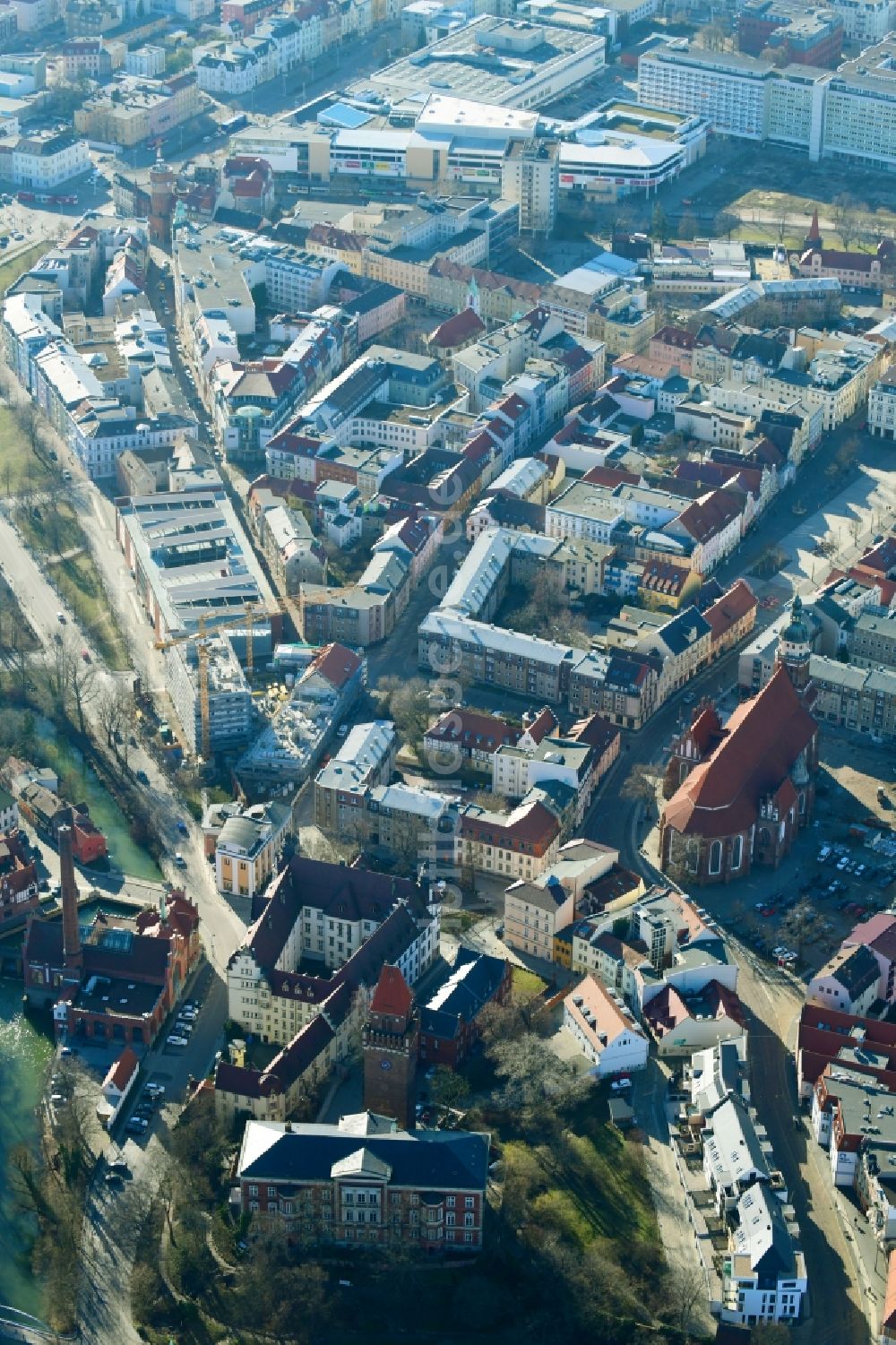 Cottbus aus der Vogelperspektive: Stadtzentrum im Innenstadtbereich in Cottbus im Bundesland Brandenburg, Deutschland