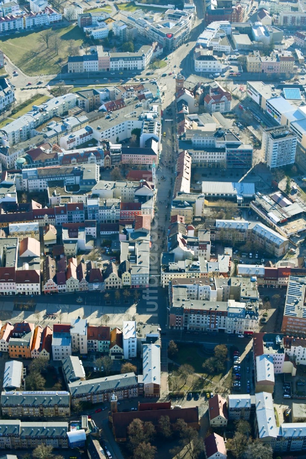 Luftaufnahme Cottbus - Stadtzentrum im Innenstadtbereich in Cottbus im Bundesland Brandenburg, Deutschland