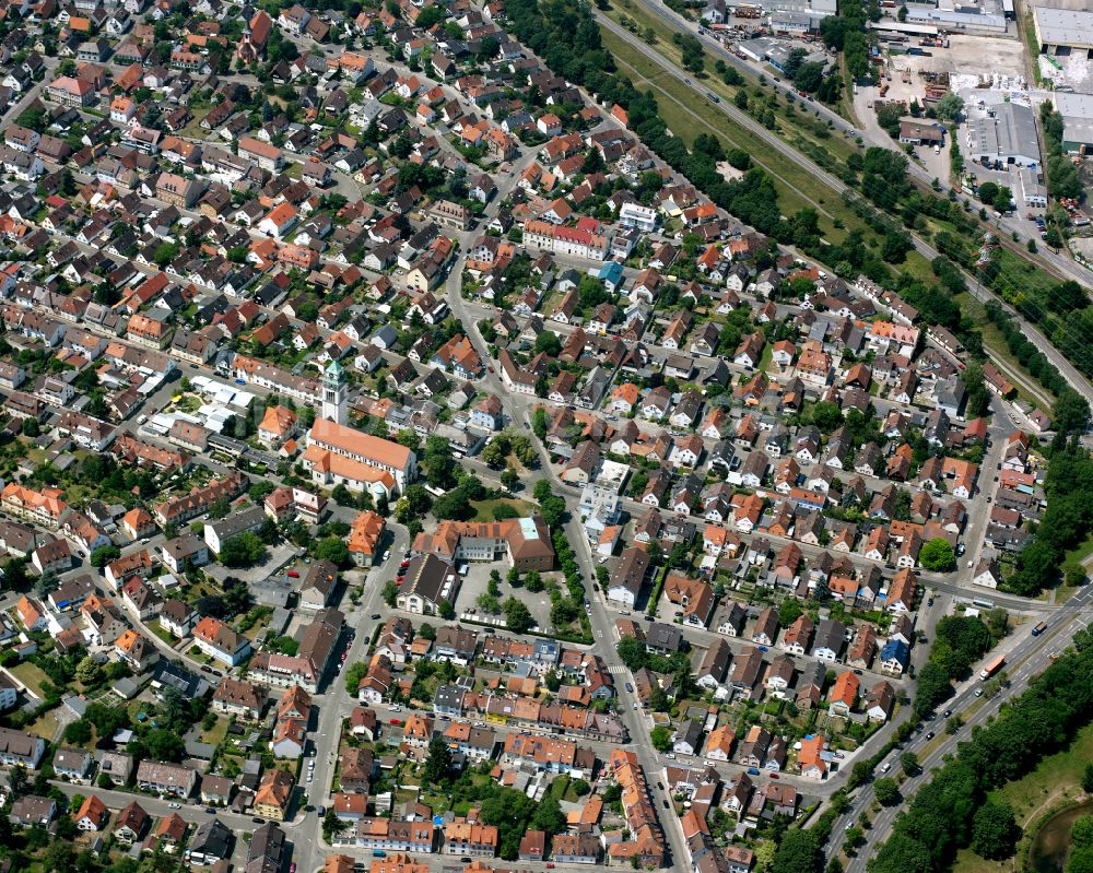 Luftaufnahme Daxlanden Stadtzentrum Im Innenstadtbereich In Daxlanden Im Bundesland Baden