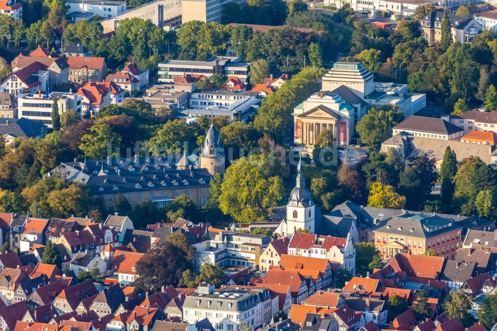 Luftaufnahme Detmold - Stadtzentrum im Innenstadtbereich in Detmold im Bundesland Nordrhein-Westfalen, Deutschland