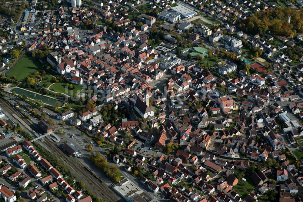 Luftaufnahme Ehingen (Donau) - Stadtzentrum im Innenstadtbereich in Ehingen (Donau) im Bundesland Baden-Württemberg, Deutschland