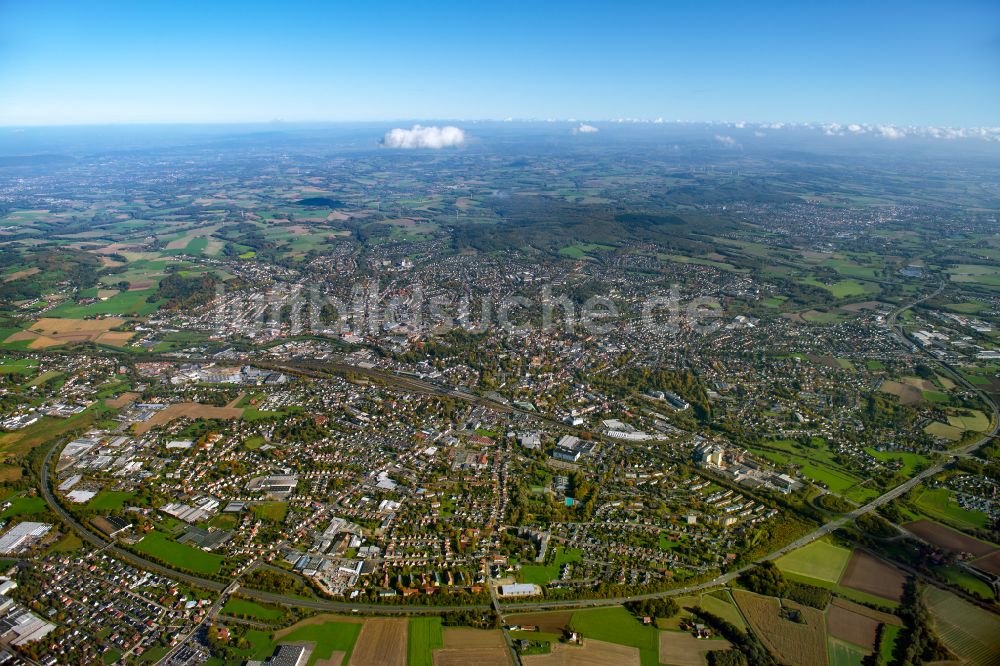 Luftaufnahme Elverdissen - Stadtzentrum im Innenstadtbereich in Elverdissen im Bundesland Nordrhein-Westfalen, Deutschland