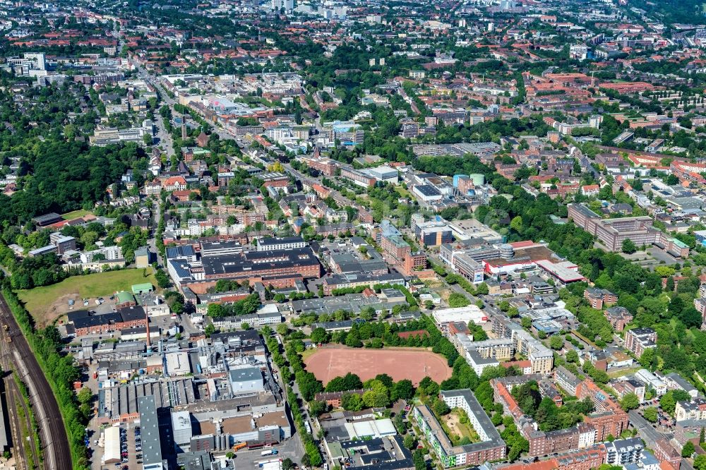 Luftaufnahme Hamburg - Stadtzentrum im Innenstadtbereich entlang der Wandsbeker Zollstraße im Ortsteil Wandsbek in Hamburg, Deutschland