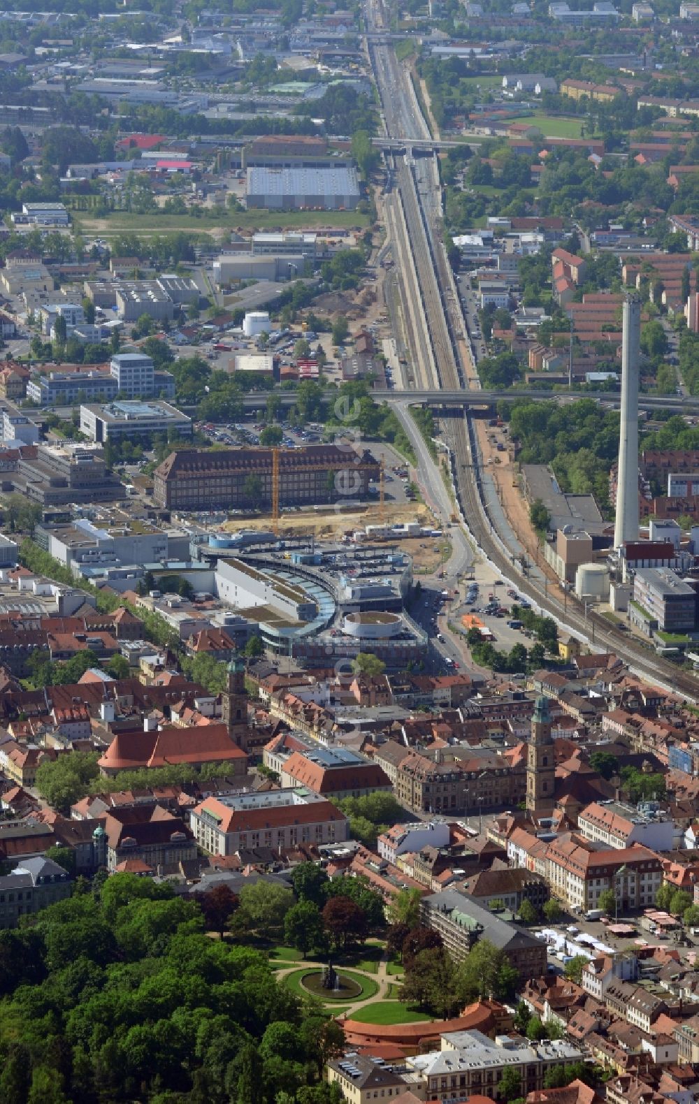 Luftbild Erlangen - Stadtzentrum im Innenstadtbereich in Erlangen im Bundesland Bayern