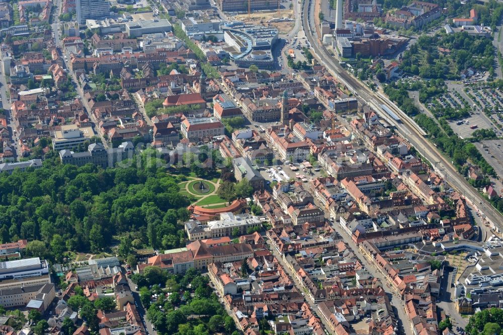 Luftaufnahme Erlangen - Stadtzentrum im Innenstadtbereich in Erlangen im Bundesland Bayern