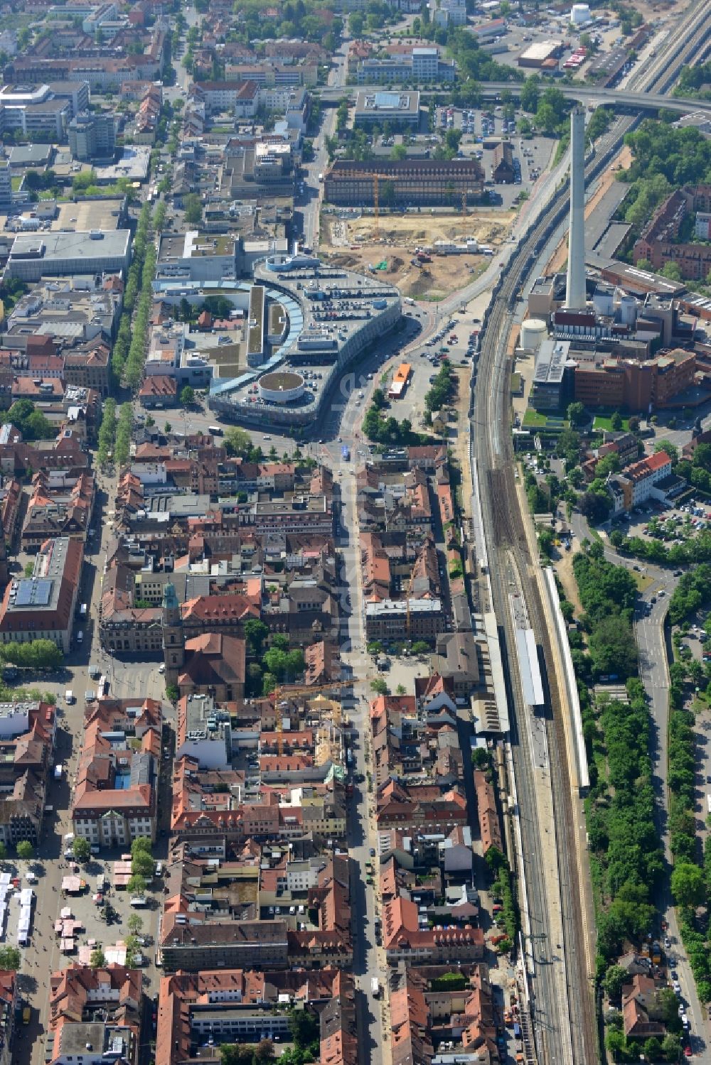 Luftbild Erlangen - Stadtzentrum im Innenstadtbereich in Erlangen im Bundesland Bayern