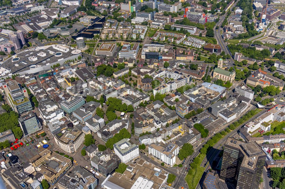 Essen aus der Vogelperspektive: Stadtzentrum im Innenstadtbereich in Essen im Bundesland Nordrhein-Westfalen, Deutschland