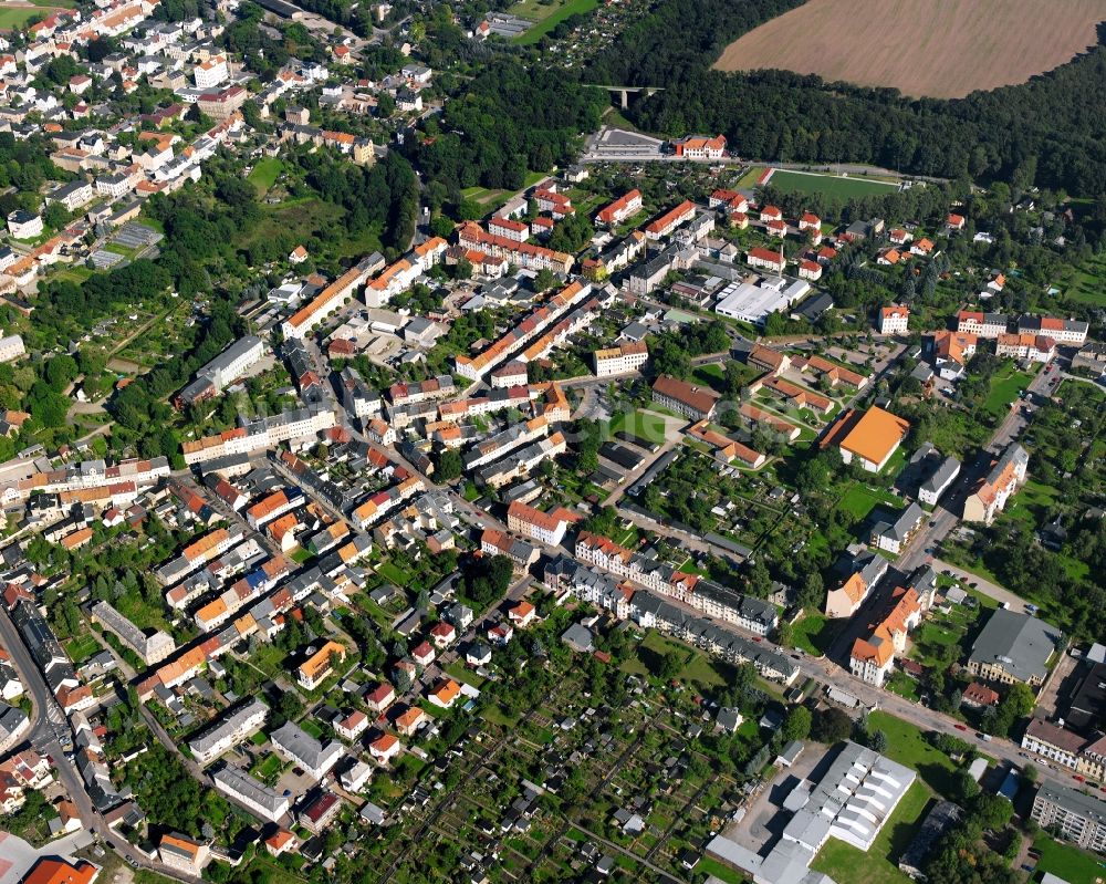 Frankenberg/Sa. von oben - Stadtzentrum im Innenstadtbereich in Frankenberg/Sa. im Bundesland Sachsen, Deutschland