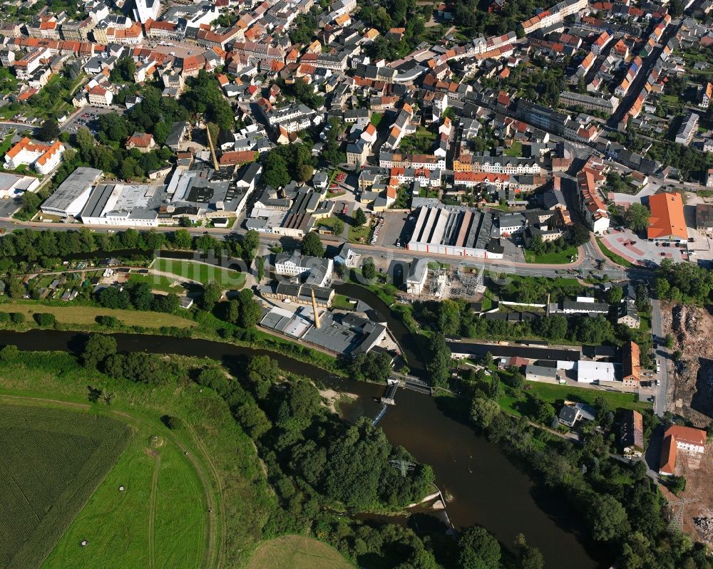 Frankenberg/Sa. aus der Vogelperspektive: Stadtzentrum im Innenstadtbereich in Frankenberg/Sa. im Bundesland Sachsen, Deutschland