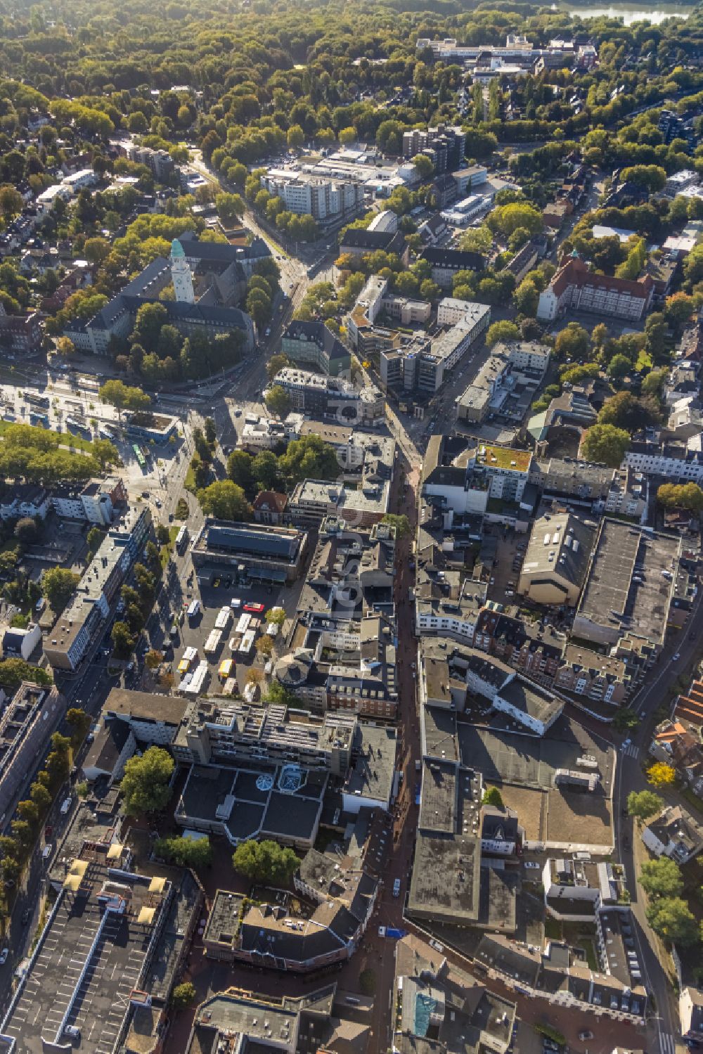 Luftaufnahme Gelsenkirchen - Stadtzentrum im Innenstadtbereich in Gelsenkirchen im Bundesland Nordrhein-Westfalen, Deutschland