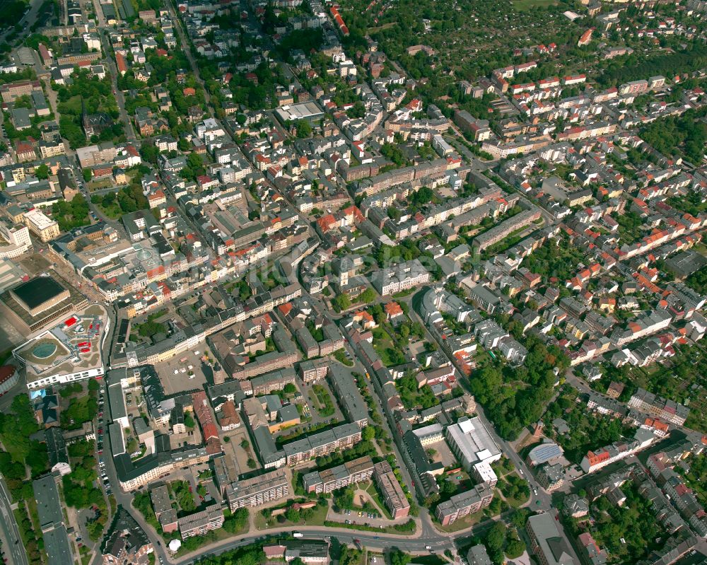 Gera aus der Vogelperspektive: Stadtzentrum im Innenstadtbereich in Gera im Bundesland Thüringen, Deutschland