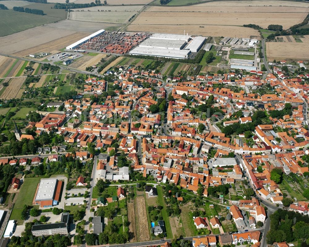 Großengottern von oben - Stadtzentrum im Innenstadtbereich in Großengottern im Bundesland Thüringen, Deutschland