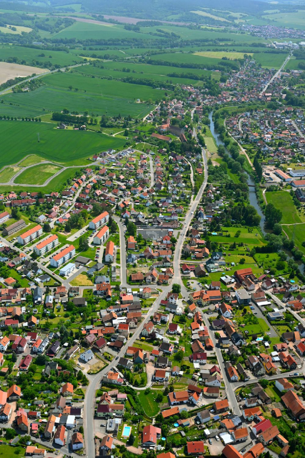 Grumbach von oben - Stadtzentrum im Innenstadtbereich in Grumbach im Bundesland Thüringen, Deutschland