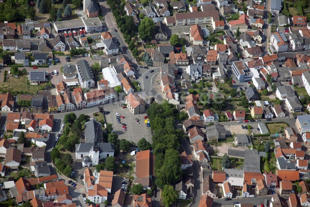 Luftbild Heidesheim am Rhein - Stadtzentrum im Innenstadtbereich in Heidesheim am Rhein im Bundesland Rheinland-Pfalz