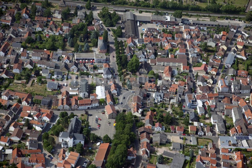 Luftaufnahme Heidesheim am Rhein - Stadtzentrum im Innenstadtbereich in Heidesheim am Rhein im Bundesland Rheinland-Pfalz