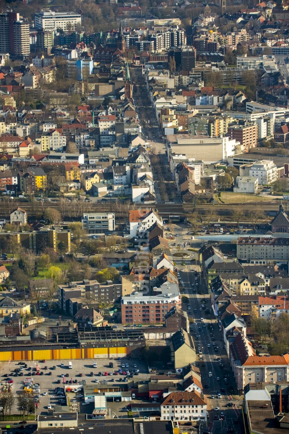 Herne aus der Vogelperspektive: Stadtzentrum im Innenstadtbereich in Herne im Bundesland Nordrhein-Westfalen