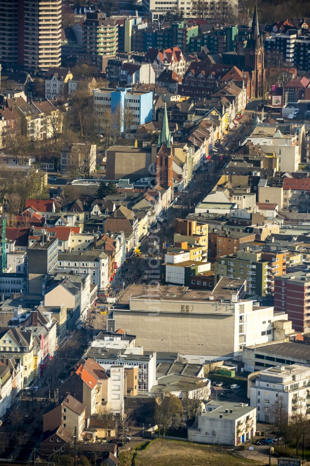 Herne aus der Vogelperspektive: Stadtzentrum im Innenstadtbereich in Herne im Bundesland Nordrhein-Westfalen