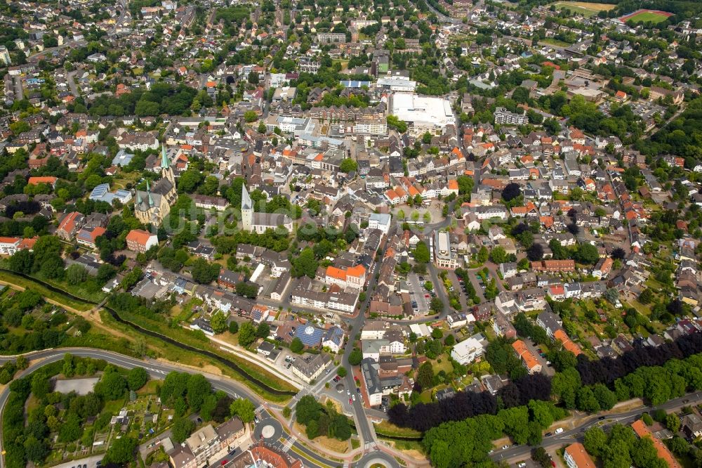 Kamen aus der Vogelperspektive: Stadtzentrum im Innenstadtbereich in Kamen im Bundesland Nordrhein-Westfalen