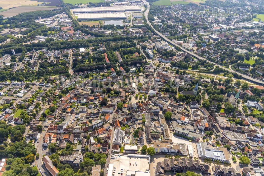 Kamen von oben - Stadtzentrum im Innenstadtbereich in Kamen im Bundesland Nordrhein-Westfalen, Deutschland