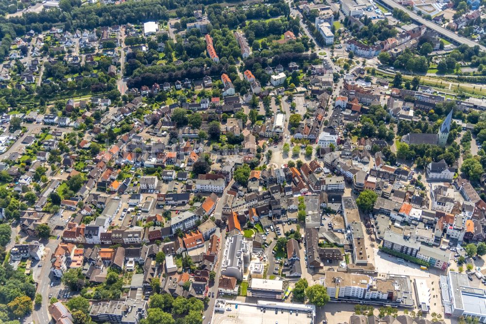 Kamen aus der Vogelperspektive: Stadtzentrum im Innenstadtbereich in Kamen im Bundesland Nordrhein-Westfalen, Deutschland