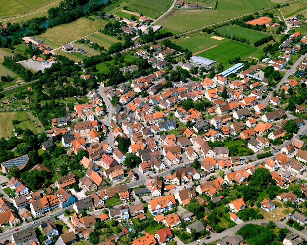 Kiebingen von oben - Stadtzentrum im Innenstadtbereich in Kiebingen im Bundesland Baden-Württemberg, Deutschland