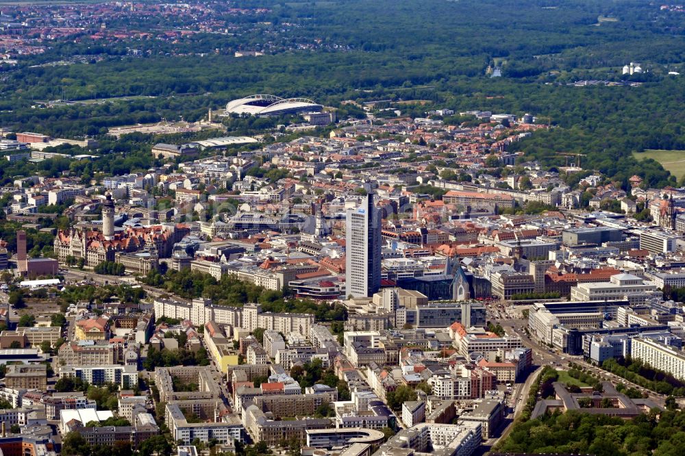 Luftaufnahme Leipzig - Stadtzentrum im Innenstadtbereich in Leipzig im Bundesland Sachsen