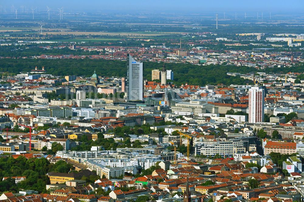 Luftaufnahme Leipzig - Stadtzentrum im Innenstadtbereich in Leipzig im Bundesland Sachsen, Deutschland