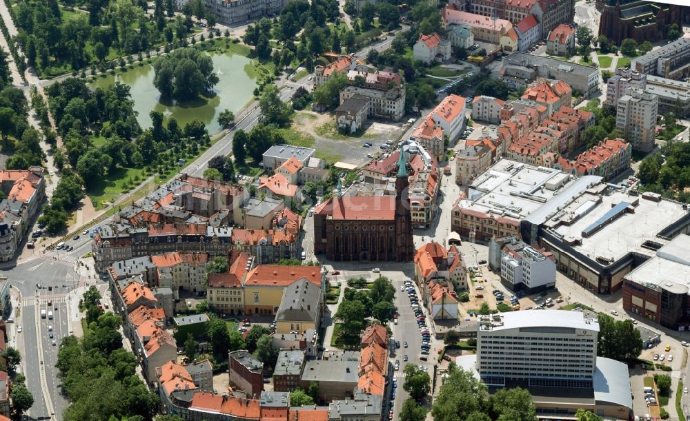 Liegnitz Legnica von oben - Stadtzentrum im Innenstadtbereich in Liegnitz Legnica in Niederschlesien, Polen