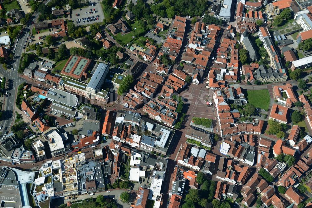 Lingen (Ems) aus der Vogelperspektive: Stadtzentrum im Innenstadtbereich in Lingen (Ems) im Bundesland Niedersachsen