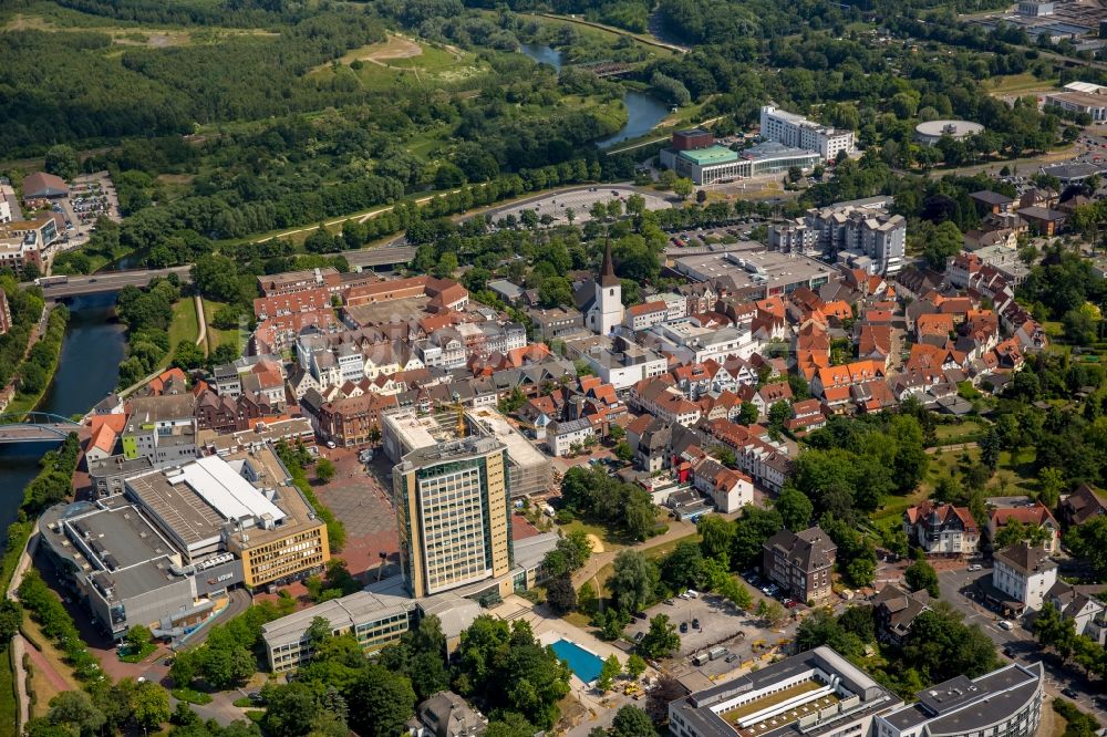 Lünen aus der Vogelperspektive: Stadtzentrum im Innenstadtbereich in Lünen im Bundesland Nordrhein-Westfalen