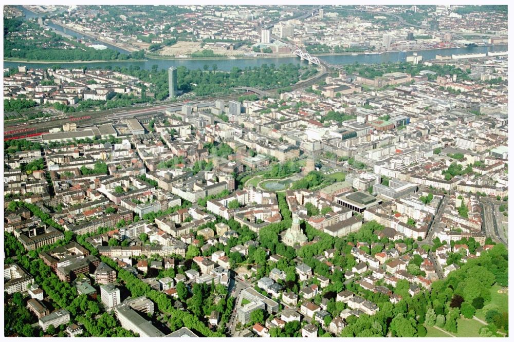 Luftbild Mannheim - Stadtzentrum im Innenstadtbereich in Mannheim im Bundesland Baden-Württemberg, Deutschland