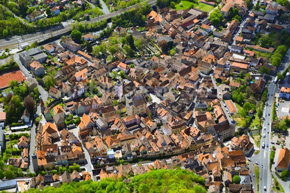 Luftaufnahme Marktbreit - Stadtzentrum im Innenstadtbereich in Marktbreit im Bundesland Bayern, Deutschland